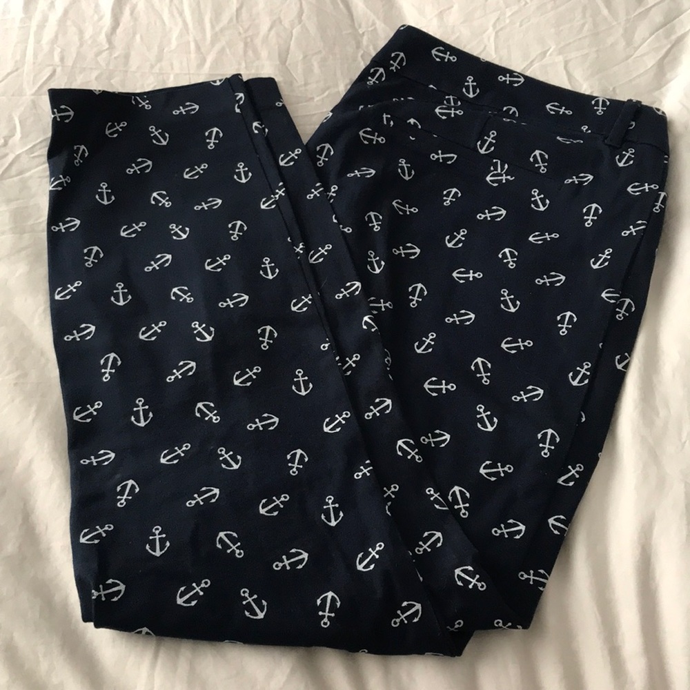 Navy anchor cropped dress pants